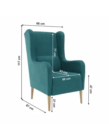 Fotoliu BREDLY pentru living, 66x87x117 cm, Lemn și Textil | MobilaOK