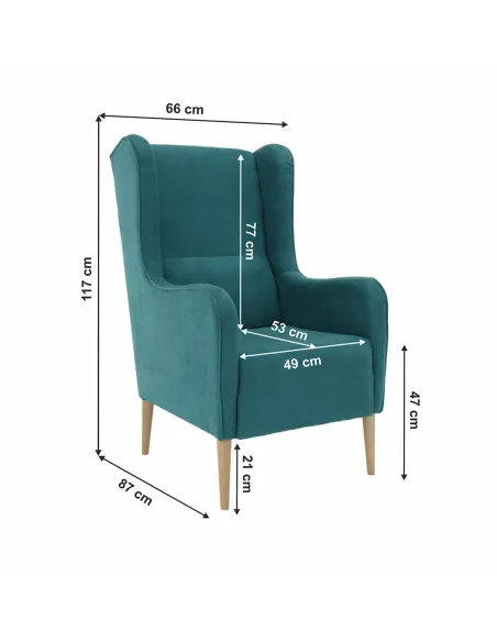 Fotoliu BREDLY pentru living, 66x87x117 cm, Lemn și Textil | MobilaOK