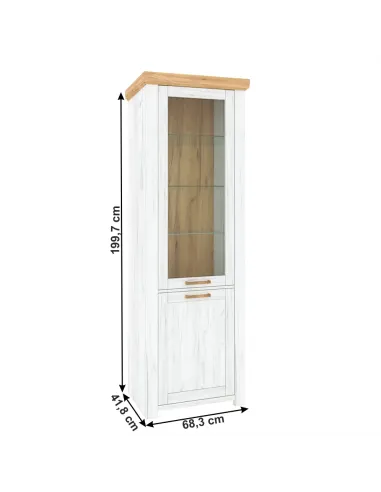 Vitrină SUDBURY, living/hol/dormitor, 68.3x41.8x199.7 cm, MDF laminat | MobilaOK