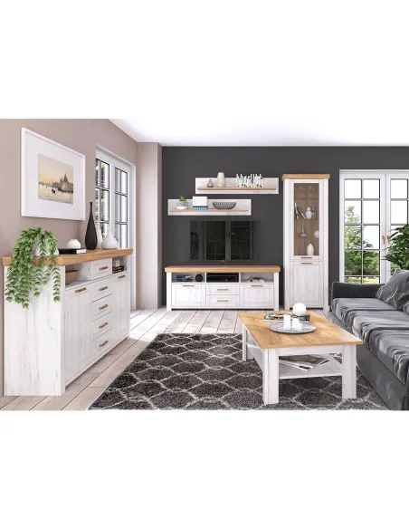 Măsuță TV SUDBURY, living, 167.9x47.8x62.7 cm, PAL laminat stejar craft | MobilaOK