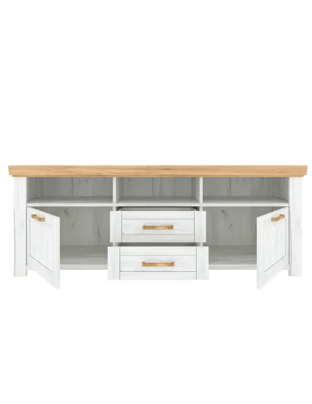 Măsuță TV SUDBURY, living, 167.9x47.8x62.7 cm, PAL laminat stejar craft | MobilaOK