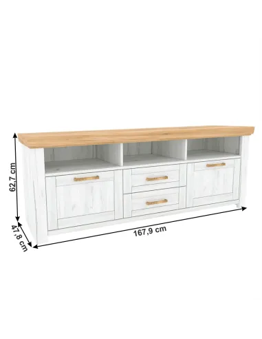 Măsuță TV SUDBURY, living, 167.9x47.8x62.7 cm, PAL laminat stejar craft | MobilaOK