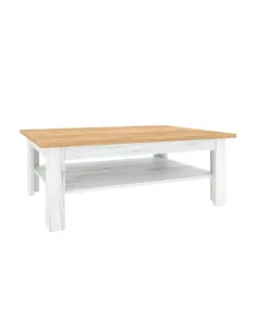 Măsuță de cafea SUDBURY living 110x70x40 cm PAL stejar craft auriu/alb | MobilaOK