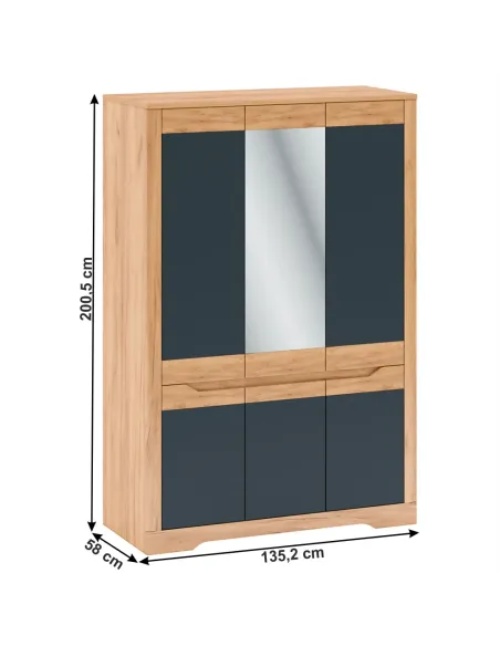 Dulap FIDEL, dormitor/hol, 135.2x58x200.5 cm, PAL/MDF cu folie | MobilaOK