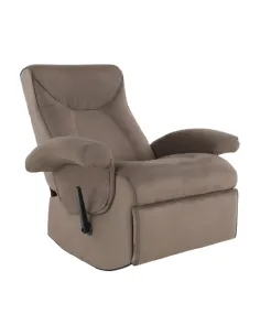 Fotoliu SUAREZ, relaxare living, 90x60x84/95 cm, textil gri maronie | MobilaOK
