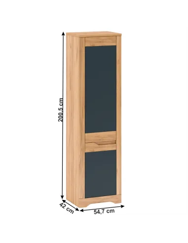 Dulap V1 FIDEL, stânga, 54.7x42x200.5 cm, PAL/MDF, stejar auriu/gri grafit | MobilaOK