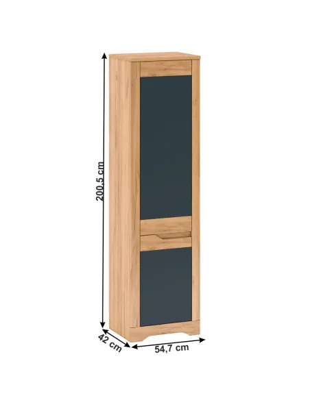 Dulap V1 FIDEL, stânga, 54.7x42x200.5 cm, PAL/MDF, stejar auriu/gri grafit | MobilaOK