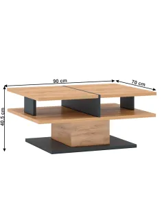 Măsuță de cafea FIDEL, living, 90x70x40.5 cm, PAL laminat/MDF folie | MobilaOK 2
