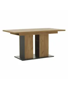 Masă Dining FIDEL, sufragerie, 155-204x86 cm, PAL/MDF, stejar craft auriu/grafit gri | MobilaOK