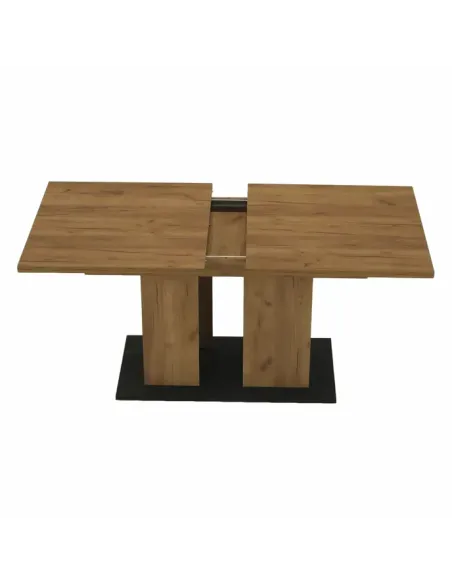 Masă Dining FIDEL, sufragerie, 155-204x86 cm, PAL/MDF, stejar craft auriu/grafit gri | MobilaOK