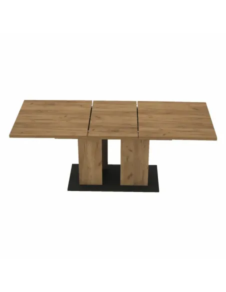 Masă Dining FIDEL, sufragerie, 155-204x86 cm, PAL/MDF, stejar craft auriu/grafit gri | MobilaOK
