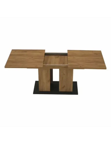 Masă Dining FIDEL, sufragerie, 155-204x86 cm, PAL/MDF, stejar craft auriu/grafit gri | MobilaOK