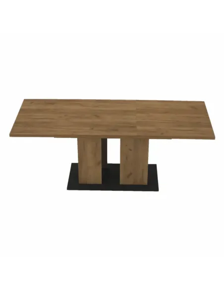 Masă Dining FIDEL, sufragerie, 155-204x86 cm, PAL/MDF, stejar craft auriu/grafit gri | MobilaOK