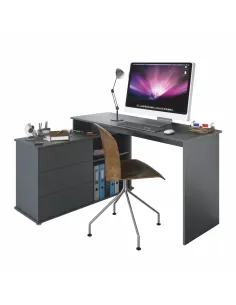 Birou PC de colț TERINO, grafit, birou, 138x50/110x75.4 cm, PAL melaminat | MobilaOK