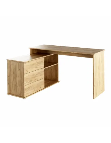 Birou PC TERINO, colț universal 138x110x75.4 cm, PAL melaminat stejar artisan | MobilaOK
