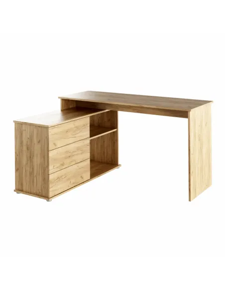 Birou PC TERINO, colț universal 138x110x75.4 cm, PAL melaminat stejar artisan | MobilaOK