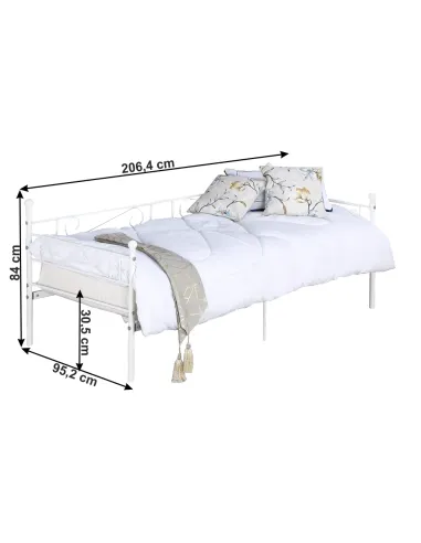Pat ROZALI dormitor 90x200 metal alb | MobilaOK