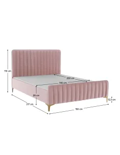 Pat KAISA dormitor, 140x200, Material textil catifea | MobilaOK 2