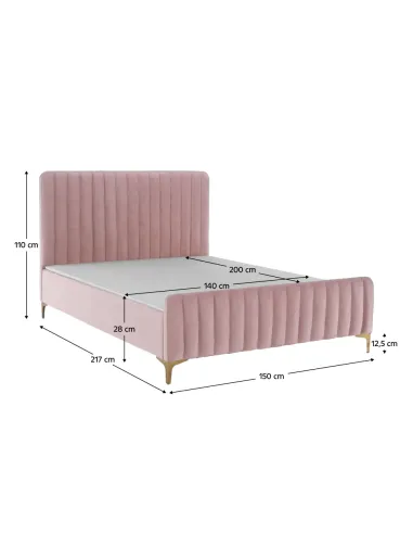 Pat KAISA dormitor, 140x200, Material textil catifea | MobilaOK