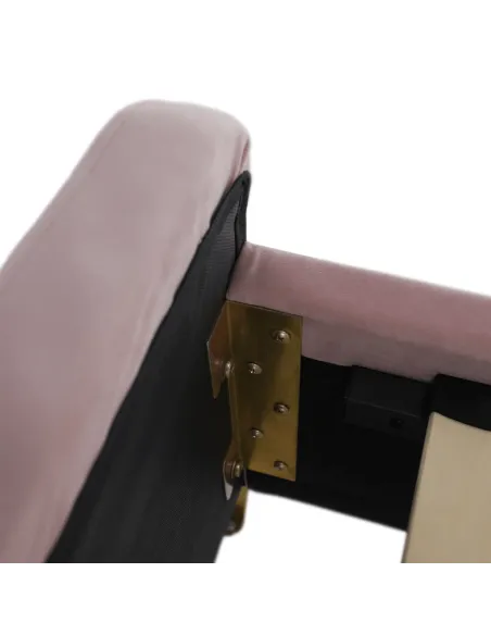 Pat KAISA, dormitor, 160x200, catifea textilă și metal crom auriu mat | MobilaOK