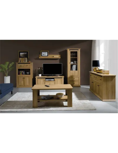 Masă RTV LEON, living, 150x40x55 cm, PAL laminat stejar grand | MobilaOK