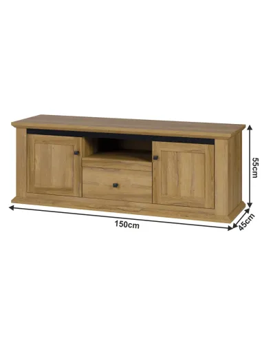 Masă RTV LEON, living, 150x40x55 cm, PAL laminat stejar grand | MobilaOK