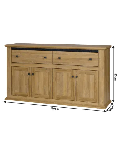 Scrin MZ10, dormitor/hol, 160x45x87 cm, PAL melaminat stejar grand | MobilaOK