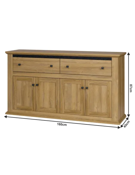 Scrin MZ10, dormitor/hol, 160x45x87 cm, PAL melaminat stejar grand | MobilaOK