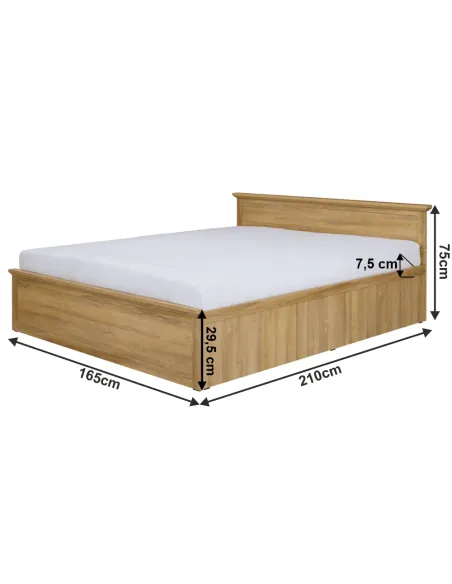 Pat MZ21 LEON, dormitor, 160x200 cm, PAL laminat stejar grand | MobilaOK