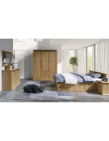 Pat MZ21 LEON, dormitor, 160x200 cm, PAL laminat stejar grand | MobilaOK