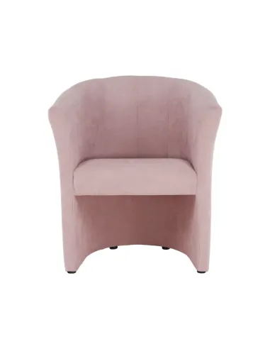 Fotoliu ROSE cu taburet, roz pudră, living/dormitor, 66x60x77 cm, textil | MobilaOK