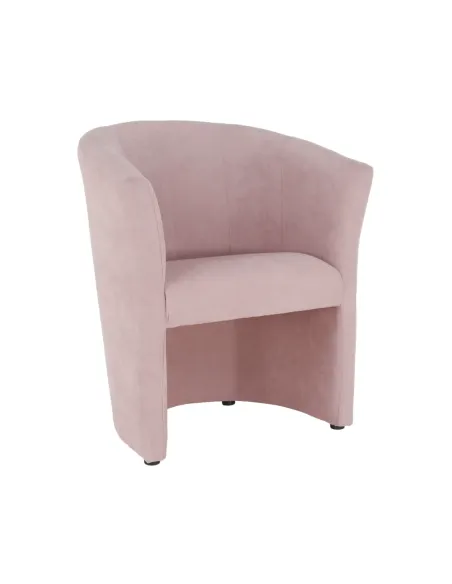 Fotoliu ROSE cu taburet, roz pudră, living/dormitor, 66x60x77 cm, textil | MobilaOK