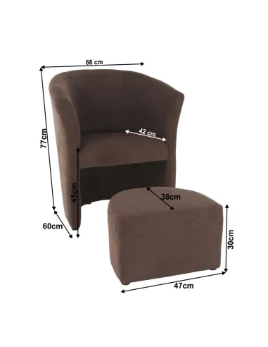 Fotoliu de club ROSE, living, 66x60x77 cm, textil, maro | MobilaOK