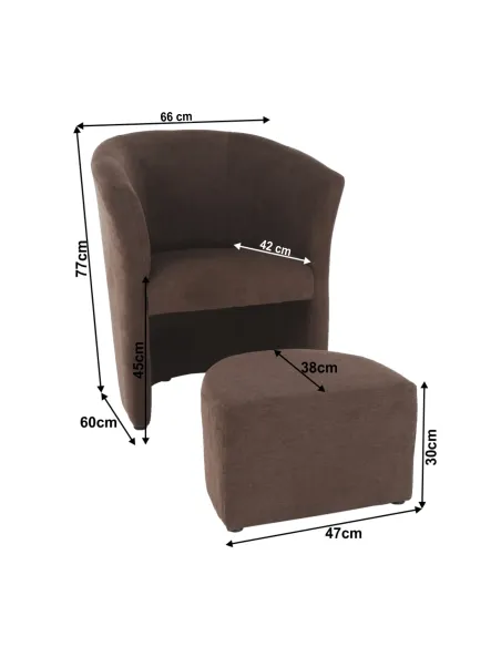 Fotoliu de club ROSE, living, 66x60x77 cm, textil, maro | MobilaOK