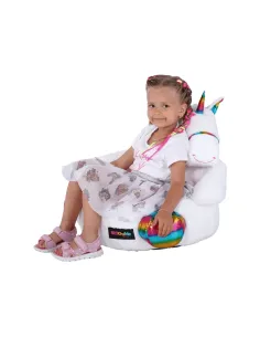 Fotoliu BUFEL, sac unicorn, dormitor/copii, 50x45 cm, textil/EPS | MobilaOK