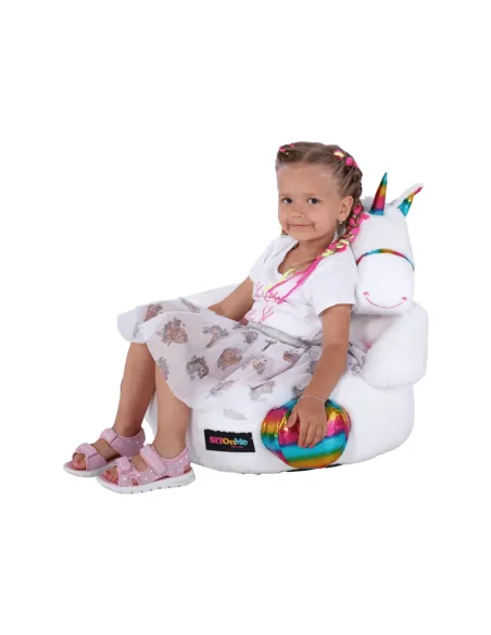 Fotoliu BUFEL, sac unicorn, dormitor/copii, 50x45 cm, textil/EPS | MobilaOK