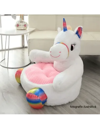 Fotoliu BUFEL, sac unicorn, dormitor/copii, 50x45 cm, textil/EPS | MobilaOK