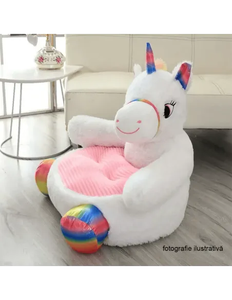 Fotoliu BUFEL, sac unicorn, dormitor/copii, 50x45 cm, textil/EPS | MobilaOK