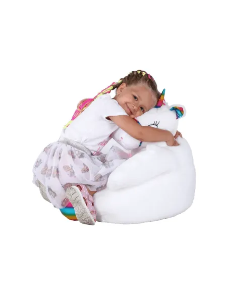 Fotoliu BUFEL, sac unicorn, dormitor/copii, 50x45 cm, textil/EPS | MobilaOK