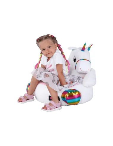 Fotoliu BUFEL, sac unicorn, dormitor/copii, 50x45 cm, textil/EPS | MobilaOK