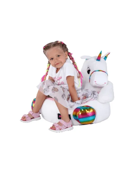 Fotoliu BUFEL, sac unicorn, dormitor/copii, 50x45 cm, textil/EPS | MobilaOK