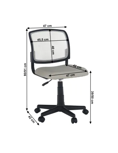 Scaun rotativ RAMIZA, birou, 47x80/91x42 cm, plasă | MobilaOK