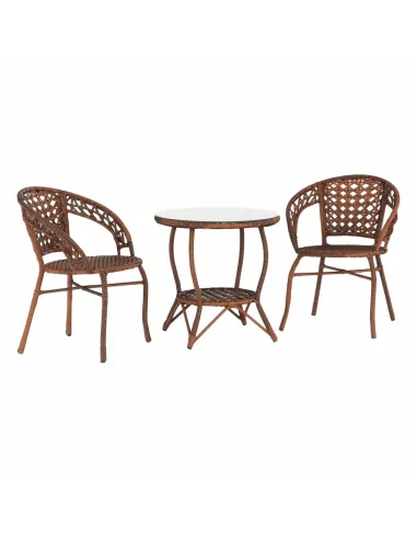 Set Grădină JARUB, terasă/balcon, masă 60x60x52 cm, scaun 58x59x74 cm, rattan artificial și oțel | MobilaOK