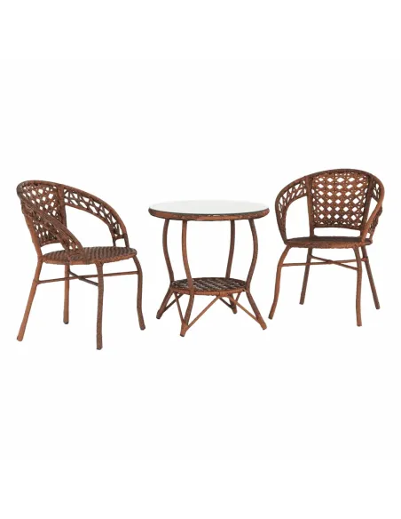 Set Grădină JARUB, terasă/balcon, masă 60x60x52 cm, scaun 58x59x74 cm, rattan artificial și oțel | MobilaOK