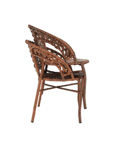 Set Grădină JARUB, terasă/balcon, masă 60x60x52 cm, scaun 58x59x74 cm, rattan artificial și oțel | MobilaOK