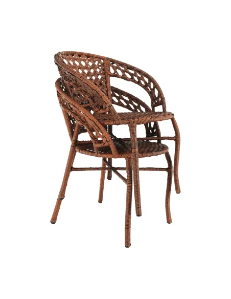 Set Grădină JARUB, terasă/balcon, masă 60x60x52 cm, scaun 58x59x74 cm, rattan artificial și oțel | MobilaOK