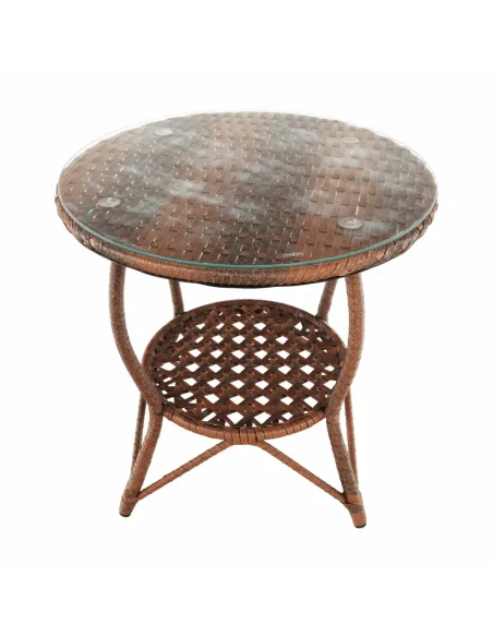 Set Grădină JARUB, terasă/balcon, masă 60x60x52 cm, scaun 58x59x74 cm, rattan artificial și oțel | MobilaOK