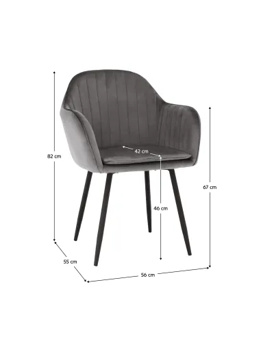 Fotoliu ZIRKON, living/dormitor/birou, 56x82x55 cm, Catifea/Metal | MobilaOK