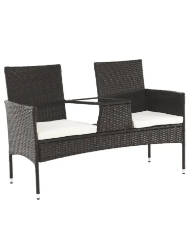 Set Grădină LALIT cu Măsuță și Perne, 125x48x87 cm, Ratan Artificial și Oțel | MobilaOK
