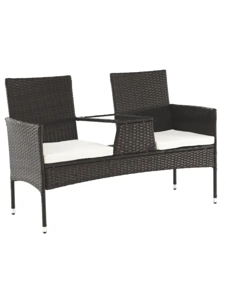 Set Grădină LALIT cu Măsuță și Perne, 125x48x87 cm, Ratan Artificial și Oțel | MobilaOK